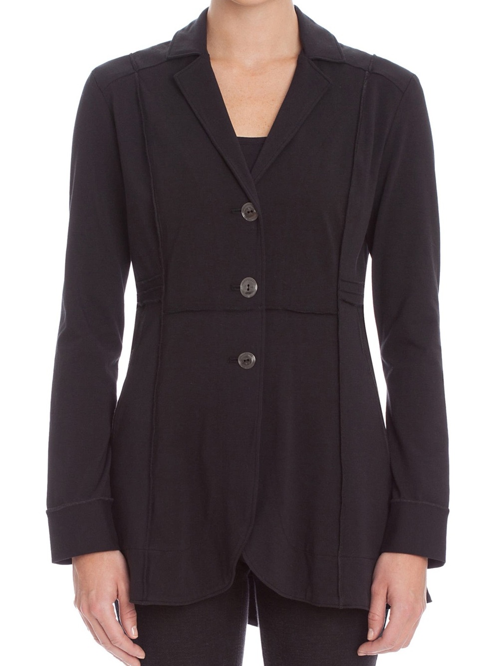 NIC+ZOE Black Button Front Riding Jacket with Raised Seam Detailing Size 3X